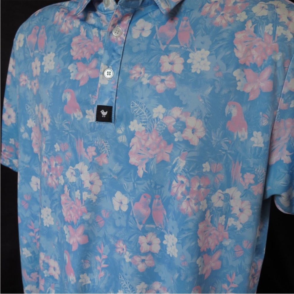 Bad Birdie Blue Floral/Parrot shirt